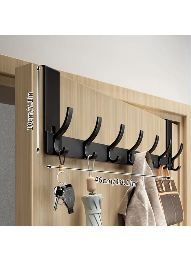 6 هوك مساحة شوك أسود الألومنيوم قابل للتعديل شماعة حائط للملابس والقبعات - Image 2