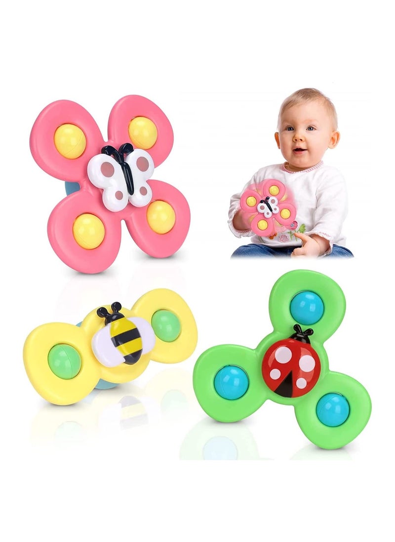 MAGIC VAULT 3 PCS Suction Cups Spinning Top Toy For Baby Infant Insect Gyro Relief Stress Fidget Spinner Rotating Rattle Sets Bath Toys  - Image 1
