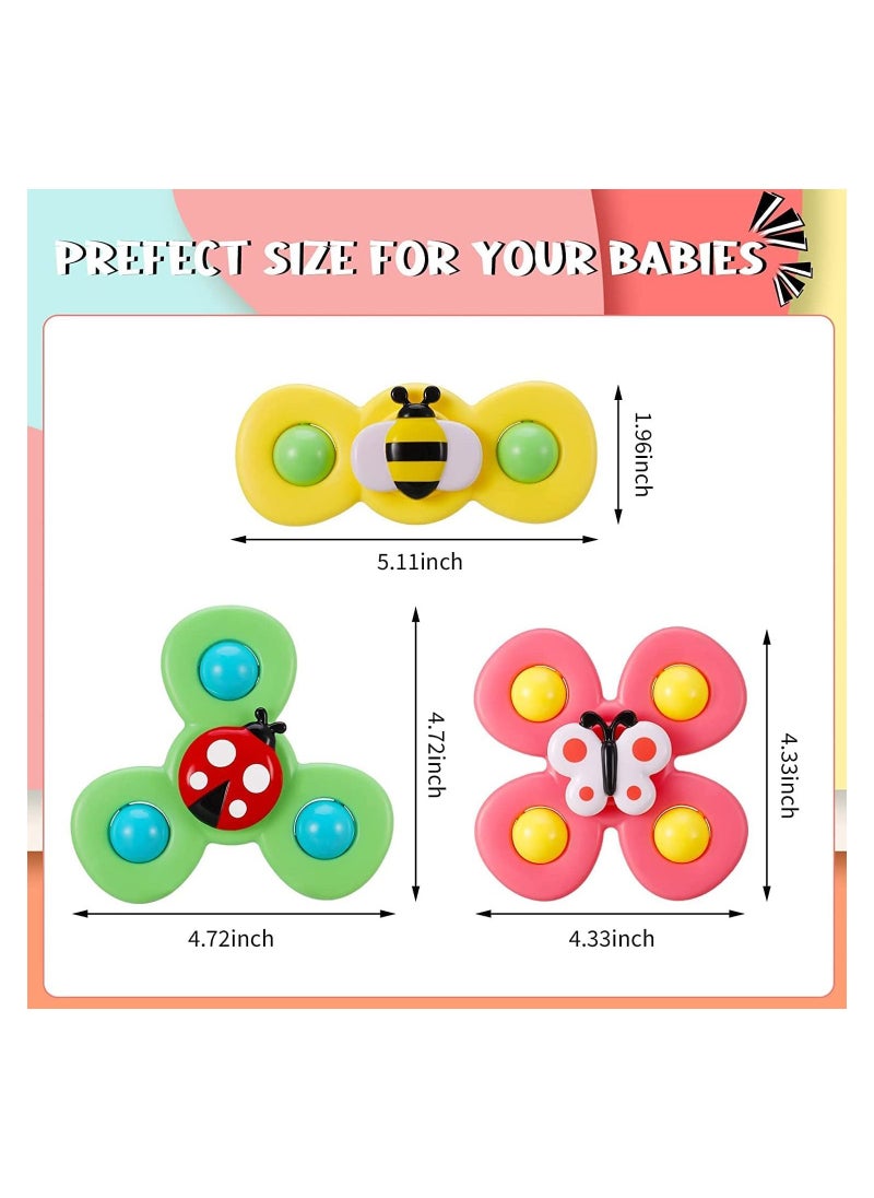 MAGIC VAULT 3 PCS Suction Cups Spinning Top Toy For Baby Infant Insect Gyro Relief Stress Fidget Spinner Rotating Rattle Sets Bath Toys  - Image 2