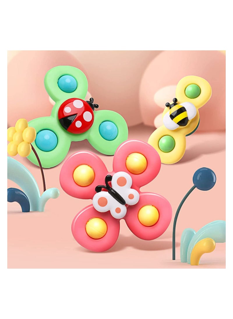 MAGIC VAULT 3 PCS Suction Cups Spinning Top Toy For Baby Infant Insect Gyro Relief Stress Fidget Spinner Rotating Rattle Sets Bath Toys  - Image 4