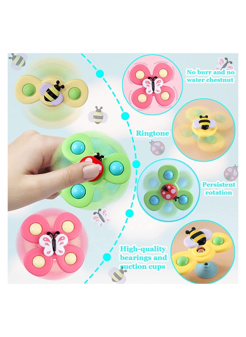 MAGIC VAULT 3 PCS Suction Cups Spinning Top Toy For Baby Infant Insect Gyro Relief Stress Fidget Spinner Rotating Rattle Sets Bath Toys  - Image 3