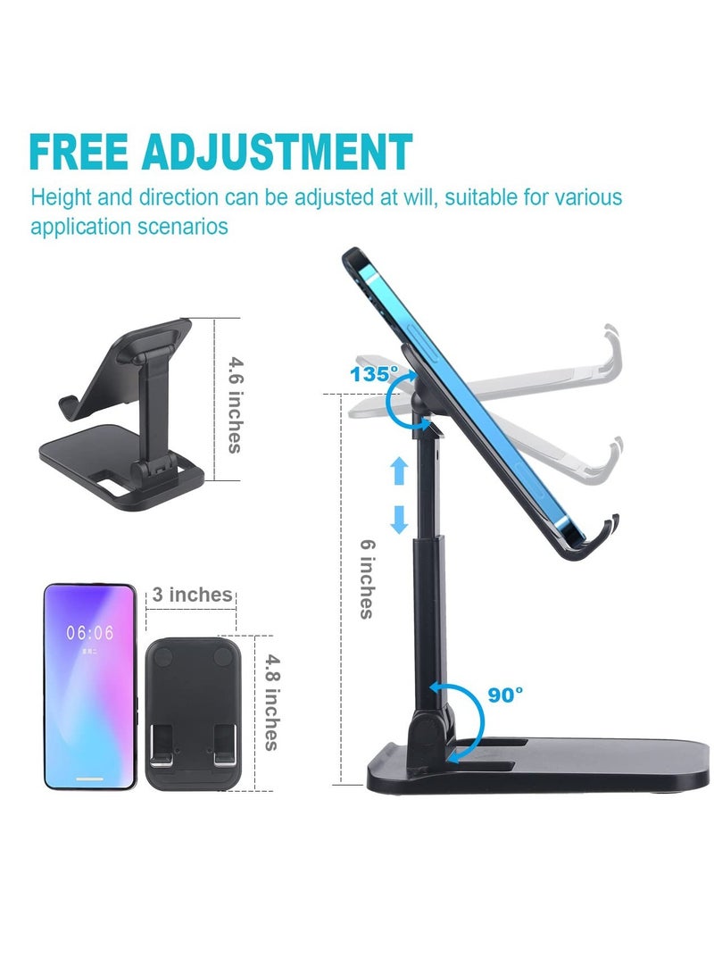 Excefore Foldable Phone Stand for Desk, Portable Cellphone Cradle, Adjustable in Height and Angle Phone Holder, Compatible with All Phones, Tablets (Black) - Image 2