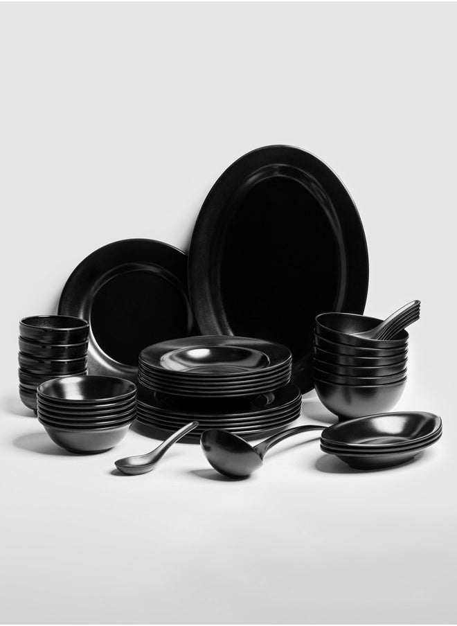 Master Gold - Premium Melamine Dinner Set 40 Pieces For 6 People Matte Black Dishwasher Safe | Melamine Plates Set | Healthy Melamine Dinner Set (40 Pieces) - Image 1