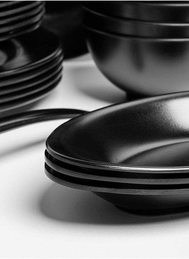 Master Gold - Premium Melamine Dinner Set 40 Pieces For 6 People Matte Black Dishwasher Safe | Melamine Plates Set | Healthy Melamine Dinner Set (40 Pieces) - Image 1