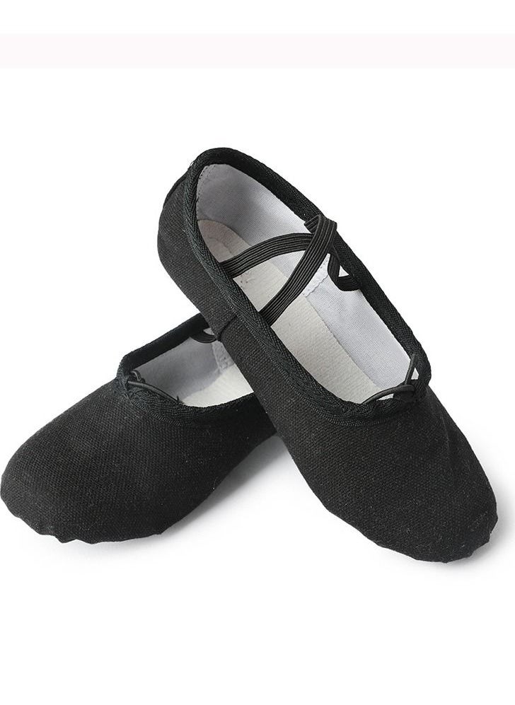 Generic - Dancing Shoes Soft Bottom Practice Ballet with Cloth Head Shoes for Girls Black Color - Image 1