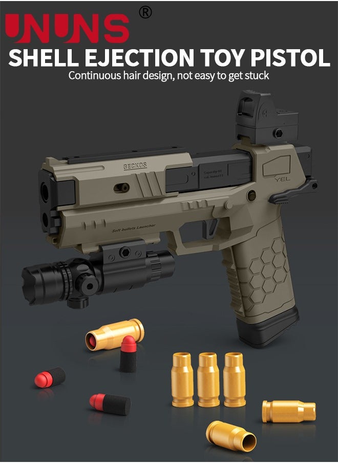 UNUNS - Toy Gun,Soft Bullet Pistol Gun With Rich Accessories,Empty Shell Ejecting Toy Gun,Foam Dart Blaster Shooting Games,Fidget Toy Foam Blasters,Realistic Shot Model,Gift For Kids Teens Adults,Brown - Image 1