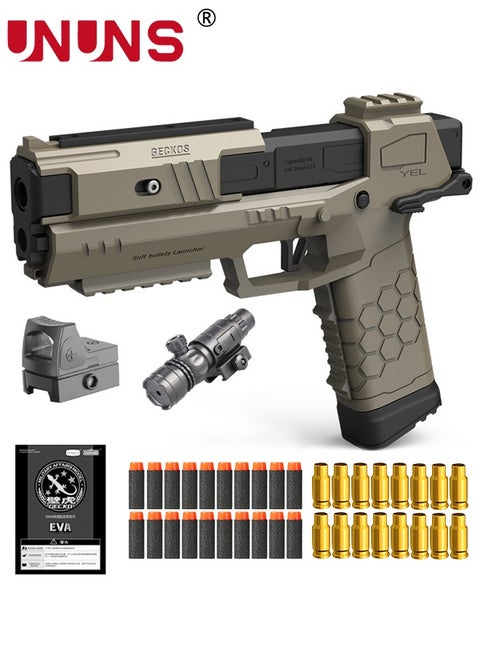 Toy Gun,Soft Bullet Pistol Gun With Rich Accessories,Empty Shell Ejecting Toy Gun,Foam Dart Blaster Shooting Games,Fidget Toy Foam Blasters,Realistic Shot Model,Gift For Kids Teens Adults,Brown