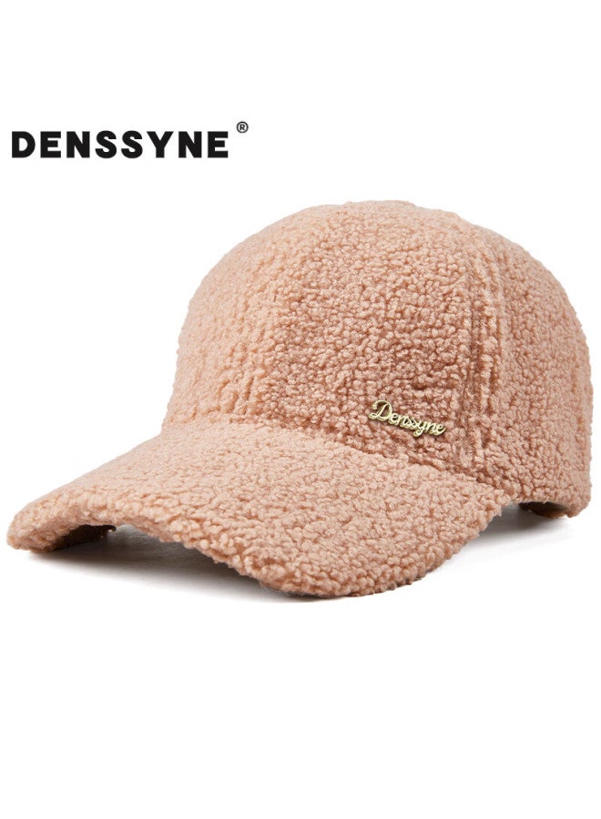 Denssyne Women's Autumn Winter Faux Lamb Wool Baseball Cap High-value Youthful Look Brightening Thickened Warm Outdoor Duckbill Hat - Image 1