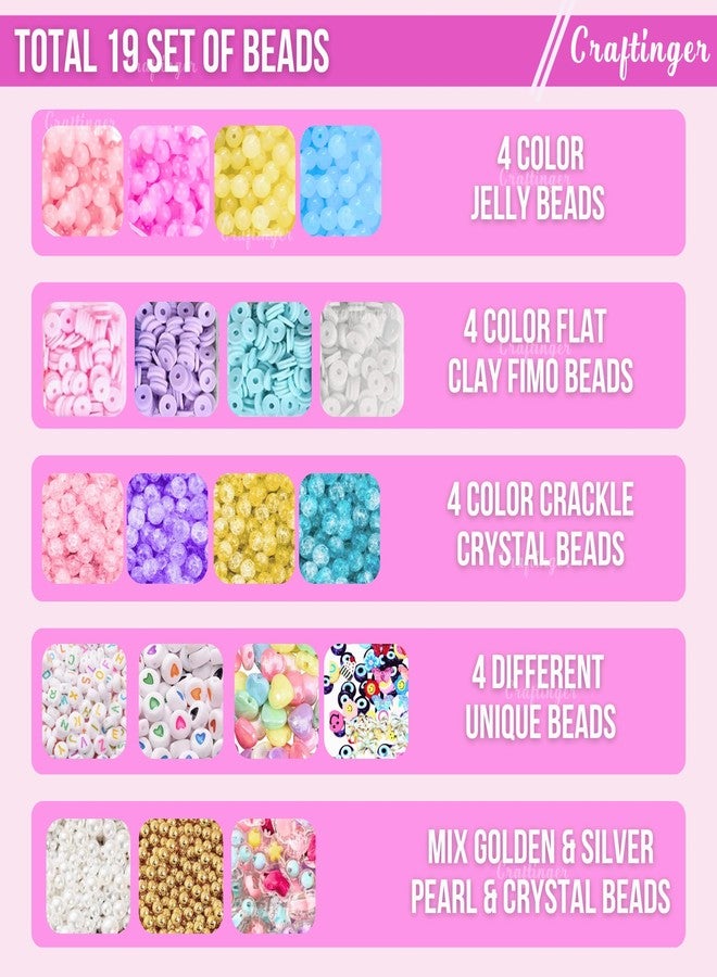 Craftinger مجموعة خرز كرافتينجر متعددة لصنع المجوهرات، مجموعة خرز ملونة للأطفال لصنع الأساور والقلائد، ألعاب أنشطة للبنات من عمر 6 إلى 12 سنة - Image 5