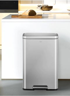 EKO OLI-CUBE SERIES | Brushed Stainless Steel Finish | Soft-Closing | Fingerprint-Resistant | Step Trash Bin | Versatile For Homes & Communal Areas | 45L  - Image 1