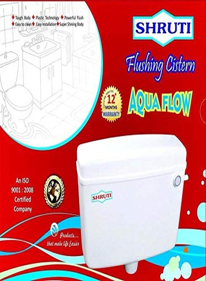 SHRUTI PVC Aqua Flow Flushing Cistern Flush Tank White 10.Liter Capacity with Free ABS Health Faucet Hind ware Type With PVC Full Flexible Full Silver Shower Tube 2.Meter & ABS Chrome Plated Stand - 2249 White-1175-1167 Full Cp - Image 4