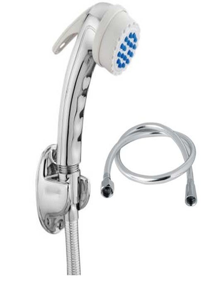 SHRUTI PVC Aqua Flow Flushing Cistern Flush Tank White 10.Liter Capacity with Free ABS Health Faucet Hind ware Type With PVC Full Flexible Full Silver Shower Tube 2.Meter & ABS Chrome Plated Stand - 2249 White-1175-1167 Full Cp - Image 5