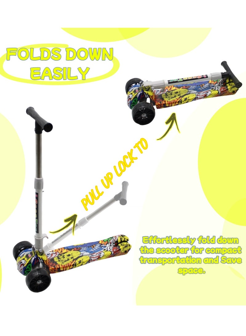 إيزي فيتشور سكوتر أطفال قابل للطي مثالي للأطفال من عمر 3 إلى 8 سنوات من إيزي فيوتشر، مزود بمقبض قابل لتعديل الارتفاع، وعجلات من البولي يوريثان بإضاءة LED، وفرامل خلفية، وموسيقى. - Image 3