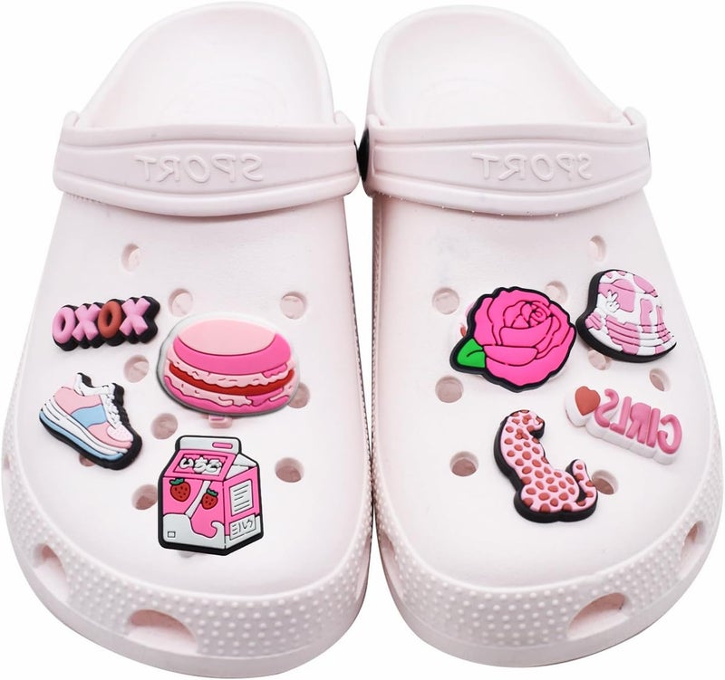 NASHRIO Cute Preppy Charms for Croc Clogs - 36 Pink Charms for Girls, Women, Teens - Image 2