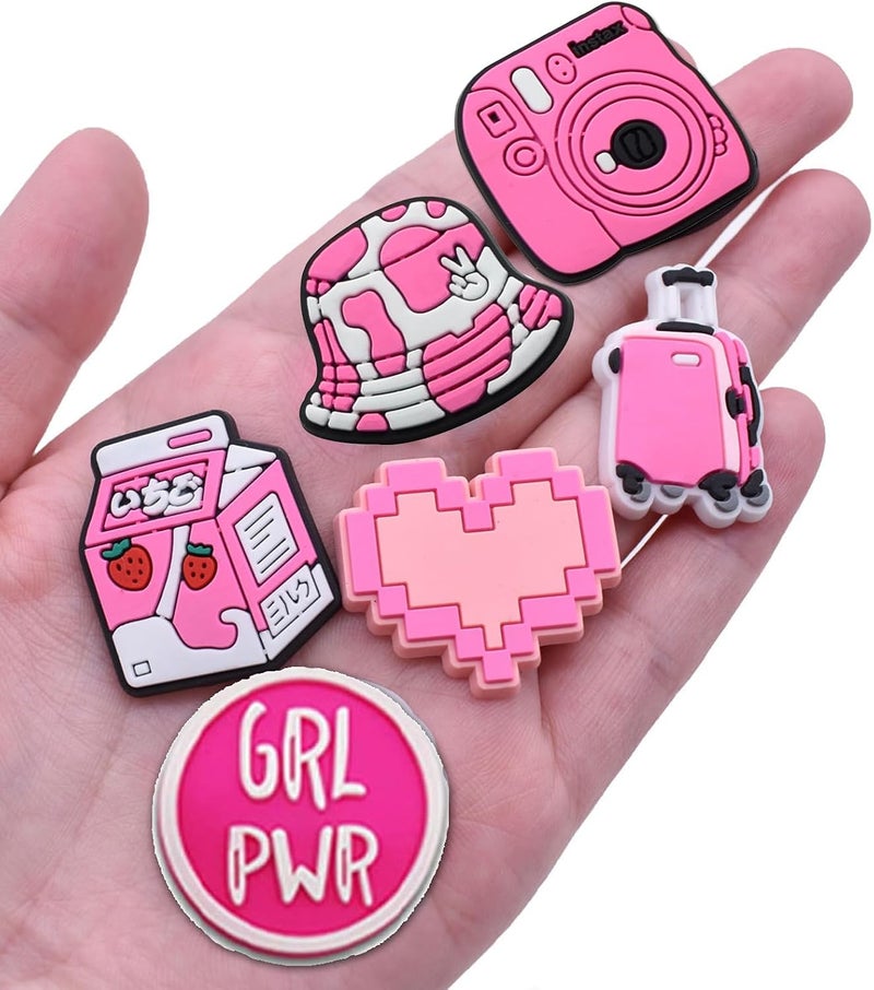 NASHRIO Cute Preppy Charms for Croc Clogs - 36 Pink Charms for Girls, Women, Teens - Image 3