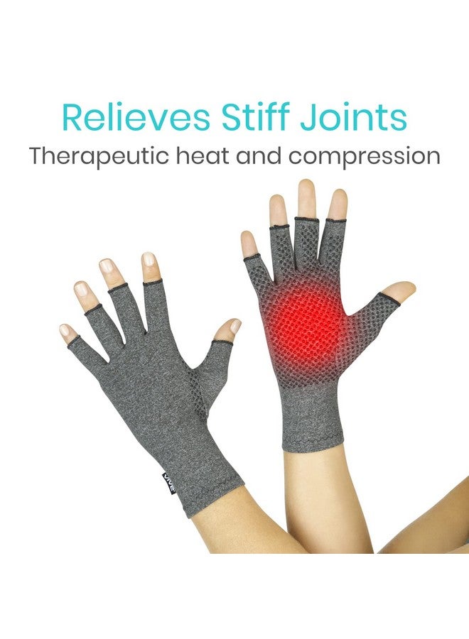 VIVE Arthritis Gloves With Grips by Vive - Textured Open Finger Compression Hand Gloves for Rheumatoid and Osteoarthritis - Joint Pain Relief for Men & Women (Large) - Image 3