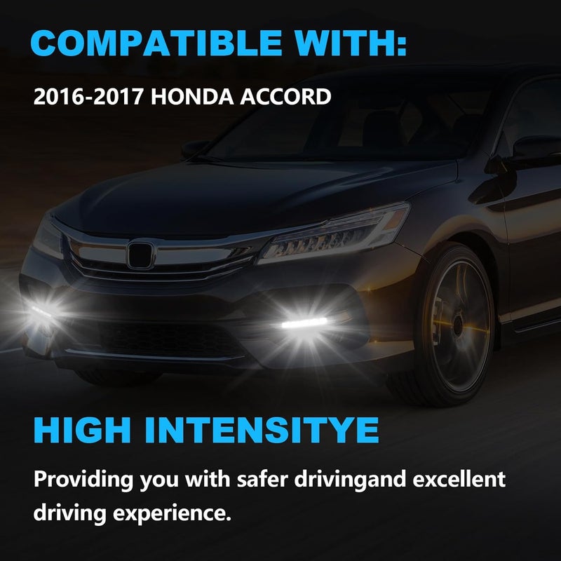 OKSIWA LED Fog Lights for 2016-2017 Honda Accord Sedan 4DR - Front Bumper Fog Lamp Assembly with Switch, Wiring Harness, and Bezel Covers - Image 5