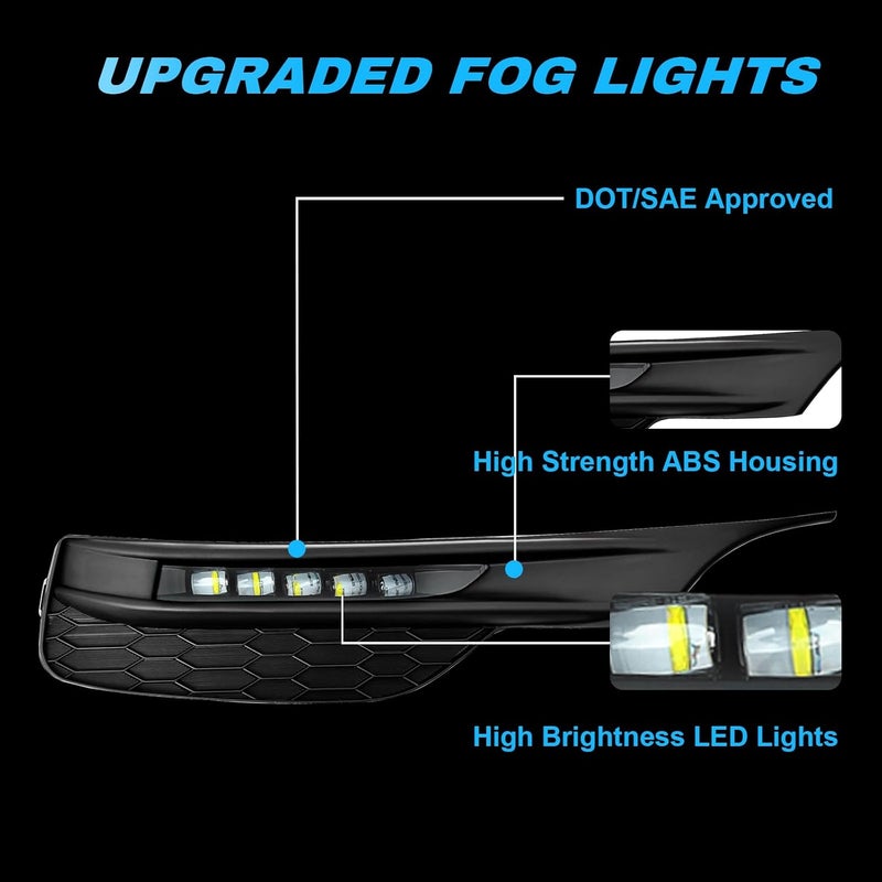 OKSIWA LED Fog Lights for 2016-2017 Honda Accord Sedan 4DR - Front Bumper Fog Lamp Assembly with Switch, Wiring Harness, and Bezel Covers - Image 3