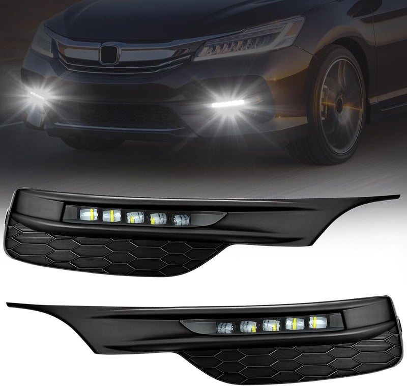 OKSIWA LED Fog Lights for 2016-2017 Honda Accord Sedan 4DR - Front Bumper Fog Lamp Assembly with Switch, Wiring Harness, and Bezel Covers - Image 1