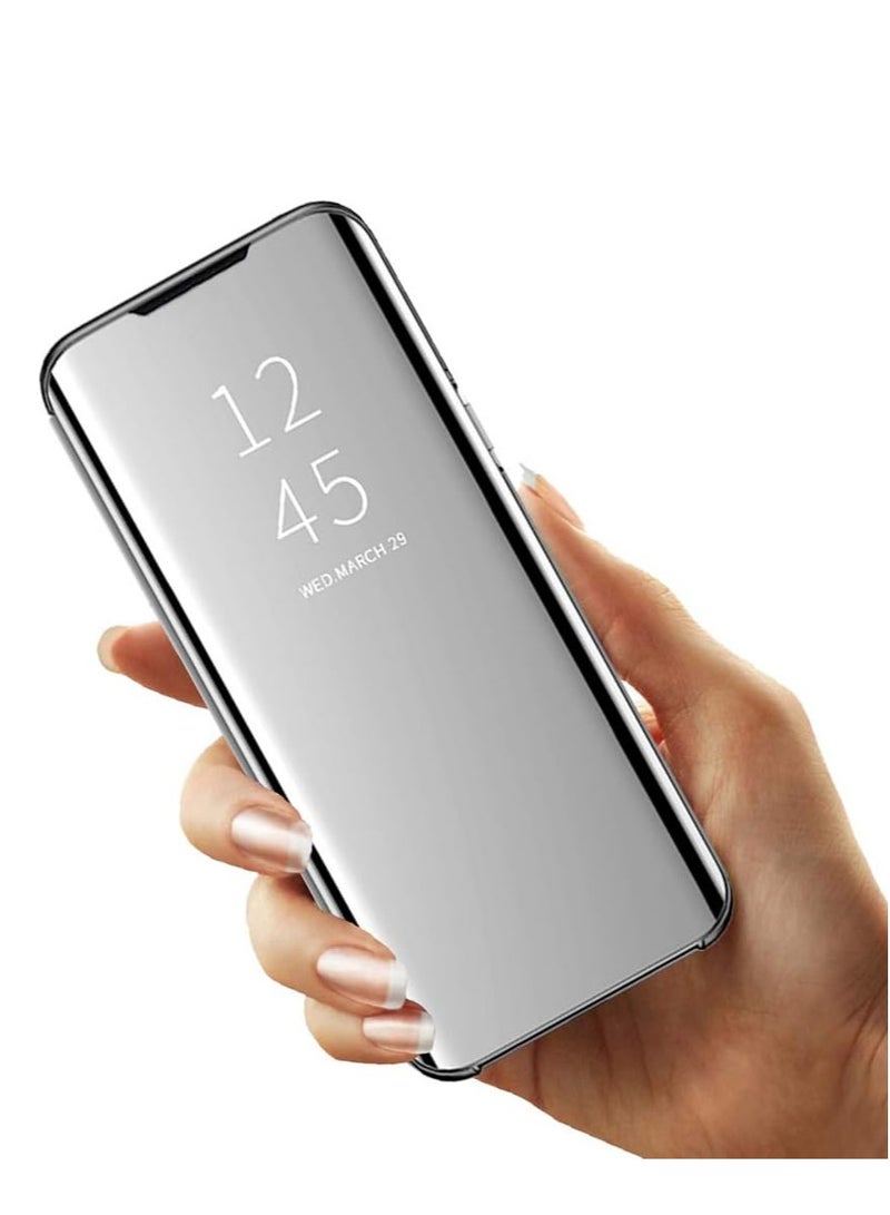 For Samsung Galaxy M30S Clear View Flip Case , Without Sensor , Stand Watching Position , Mirror Full Protection Cover Compatible With Samsung Galaxy M30S (6.4') (Silver) - Image 5