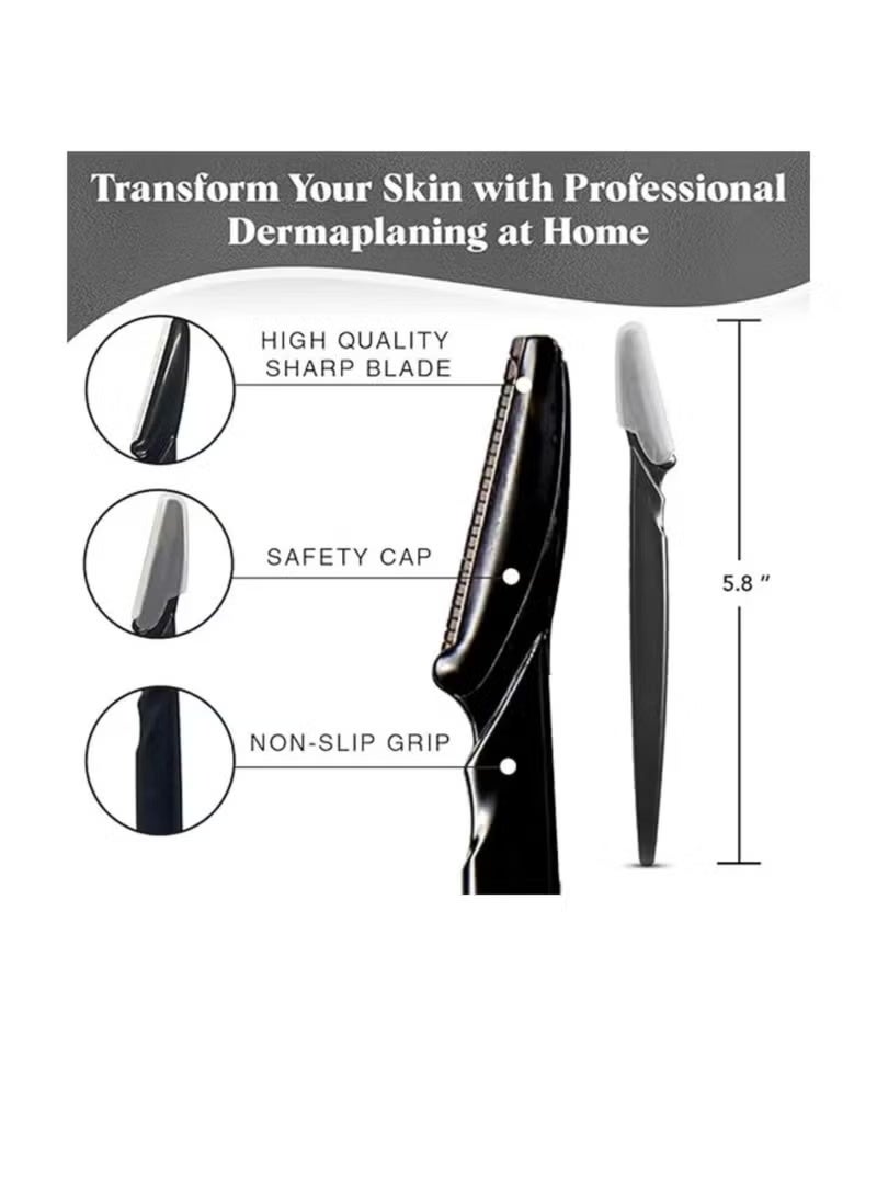 Kitsch Dermaplaning tool, facial shaver; eyebrow shaver; facial hair removal; Dermaplaning shaver for women, 12 pieces (black) - Image 4