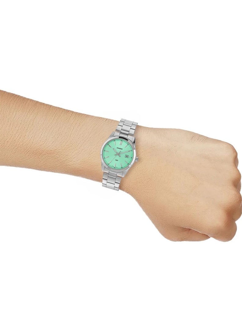 CASIO - Casio Enticer Green Hue Dial Quartz Men's Watch | MTP-VD03D-3A2UDF - Image 1