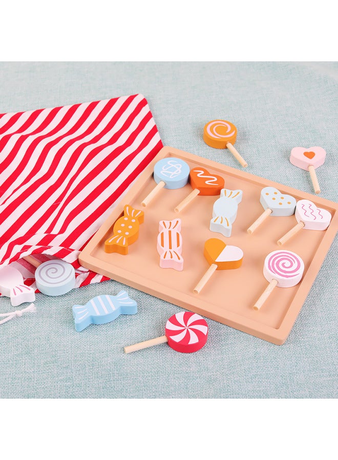 Children's Wooden Early Childhood Education Simulation Candy Pancake Popcorn Playhouse Play Toy Set Parent-Child Interaction-Color:Cash Register - Image 5