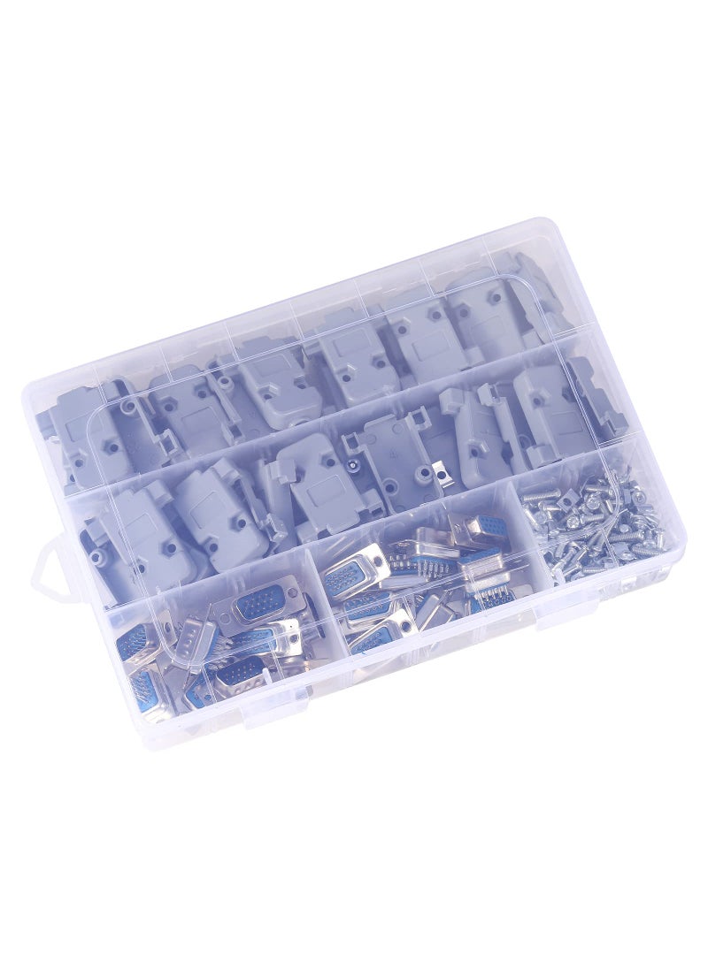 ANMBEST ANMBEST VGA Solder Connector, 15PIN 3 Rows RS232 Terminal Adapter Breakout Board with Case Assortment Kit(10PCS Male + 10PCS Female)  - Image 5