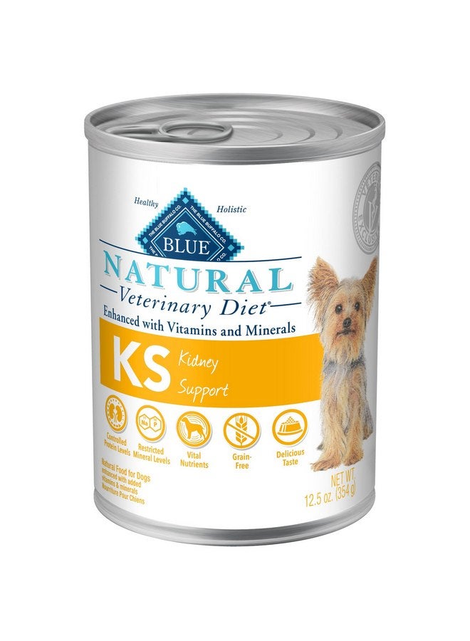 بلو بافلو طعام الكلاب الرطب Blue Buffalo Natural Veterinary Diet KS Kidney Support، دجاج، عبوات سعة 12.5 أونصة (عبوة من 12 قطعة) - Image 1