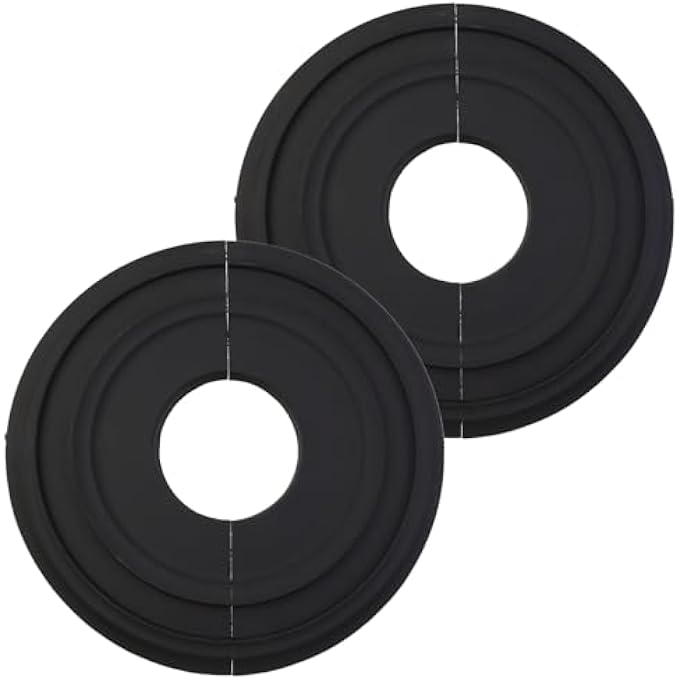 12.2" 2PCS BLACK PU CEILING FAN LIGHT COVERS TRADITIONAL CEILING MEDALLION RING DECORATIVE CEILING FAN LIGHT COVERS PLATE FOR LIGHT FIXTURES AND CEILING FANS - Image 1