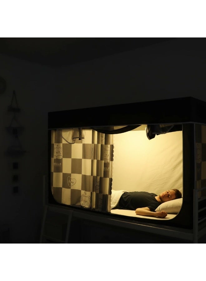 واي آند دي تعتيم على المرسى العلوي Bunk Bed Curtains للنوم غرفة نوم مضاد للضوء زخرفة زميلة الغرفة الخصوصية غطاء المظلة الصورة الخلفية ديكور Backdrop تعتيم الستار 6 لوحات مع أعلى - Image 3