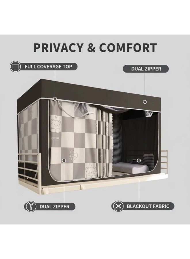 واي آند دي تعتيم على المرسى العلوي Bunk Bed Curtains للنوم غرفة نوم مضاد للضوء زخرفة زميلة الغرفة الخصوصية غطاء المظلة الصورة الخلفية ديكور Backdrop تعتيم الستار 6 لوحات مع أعلى - Image 4