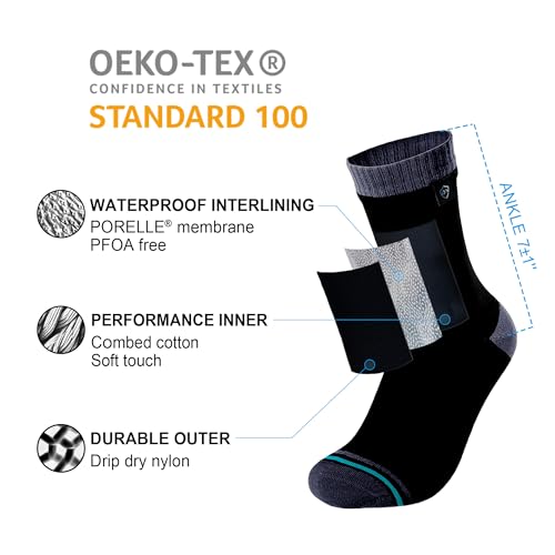 DexShell Waterproof Socks for Men & Women, Hiking Walking Outdoor Gear in Cold Wet Weather, Cotton Inners with Breathable PFOA-free Membrane, Unisex LG, JBG Black - Image 4