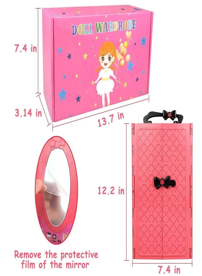 VLUSSO 84 Pack Doll Clothes and Accessories with Doll Closet for 11.5 Inch Doll Fashion Design Kit Girl Including Wedding Dress Fashion Dress Outfits Tops and Pants Shoes Hangers Bags Necklaces - Image 5