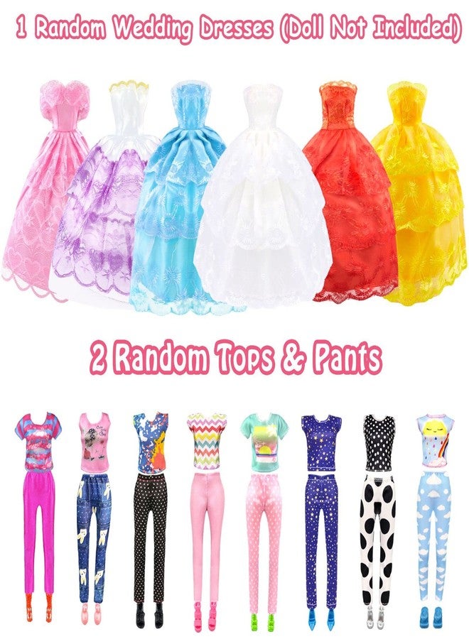 VLUSSO 84 Pack Doll Clothes and Accessories with Doll Closet for 11.5 Inch Doll Fashion Design Kit Girl Including Wedding Dress Fashion Dress Outfits Tops and Pants Shoes Hangers Bags Necklaces - Image 3