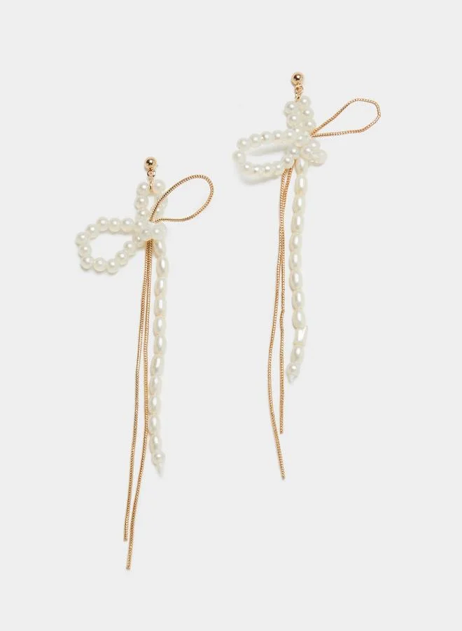 Styli Styli Pearl Bow Dangle Earrings