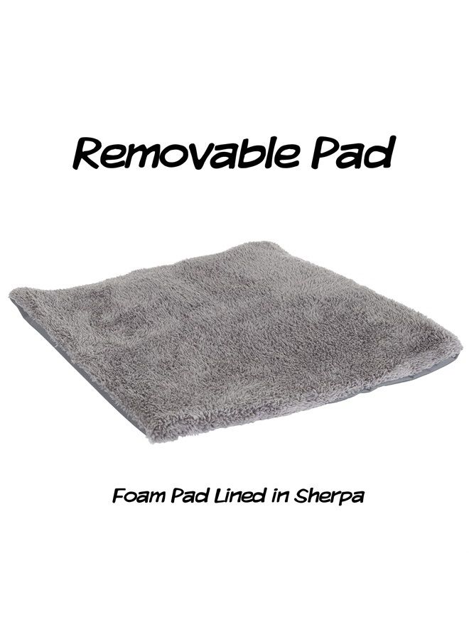 Indoor Dog House – Covered Dog Bed with House Shape and Removable Sherpa Lined Pad – Pet Tent for Cats or Dogs up to 35lbs by PETMAKER (Gray)