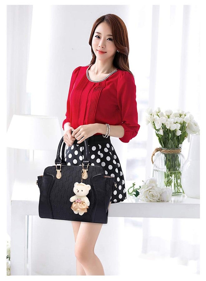 AlwaySky Women 4 Pcs Handbags Set, Tote Bag Top Handle Shoulder Crossbody Bag Wallet Card Holders Pack, Black - Image 2