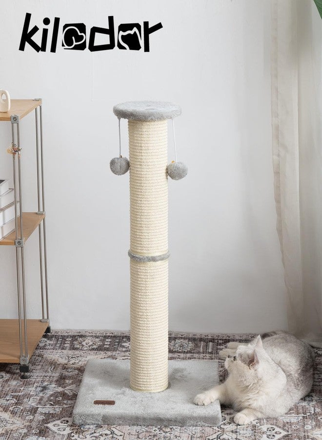 Kilodor Cat Scratching Post 34 Inches Large Sturdy Cat Post with Replaceable Sisal Scratcher and Hanging Ball Scratching Post for Indoor Cats Adult Grey - Image 2