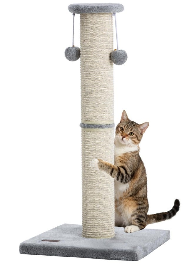 Kilodor Cat Scratching Post 34 Inches Large Sturdy Cat Post with Replaceable Sisal Scratcher and Hanging Ball Scratching Post for Indoor Cats Adult Grey - Image 1
