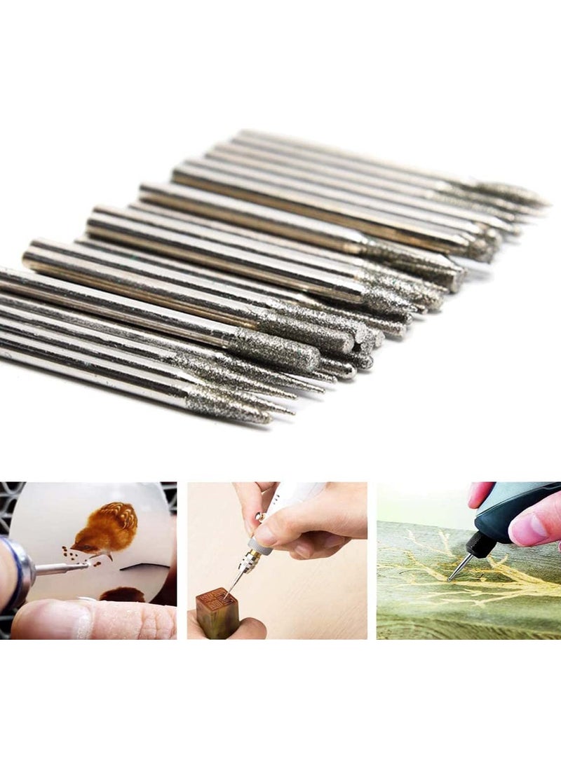 DIY Crafts Diy Crafts 12481 India 152 Diamond Burr Drill Bits for Engraving Carving Dremel Rotary Tiles Glass Kit, Multicolor, 30 Piece  - Image 3