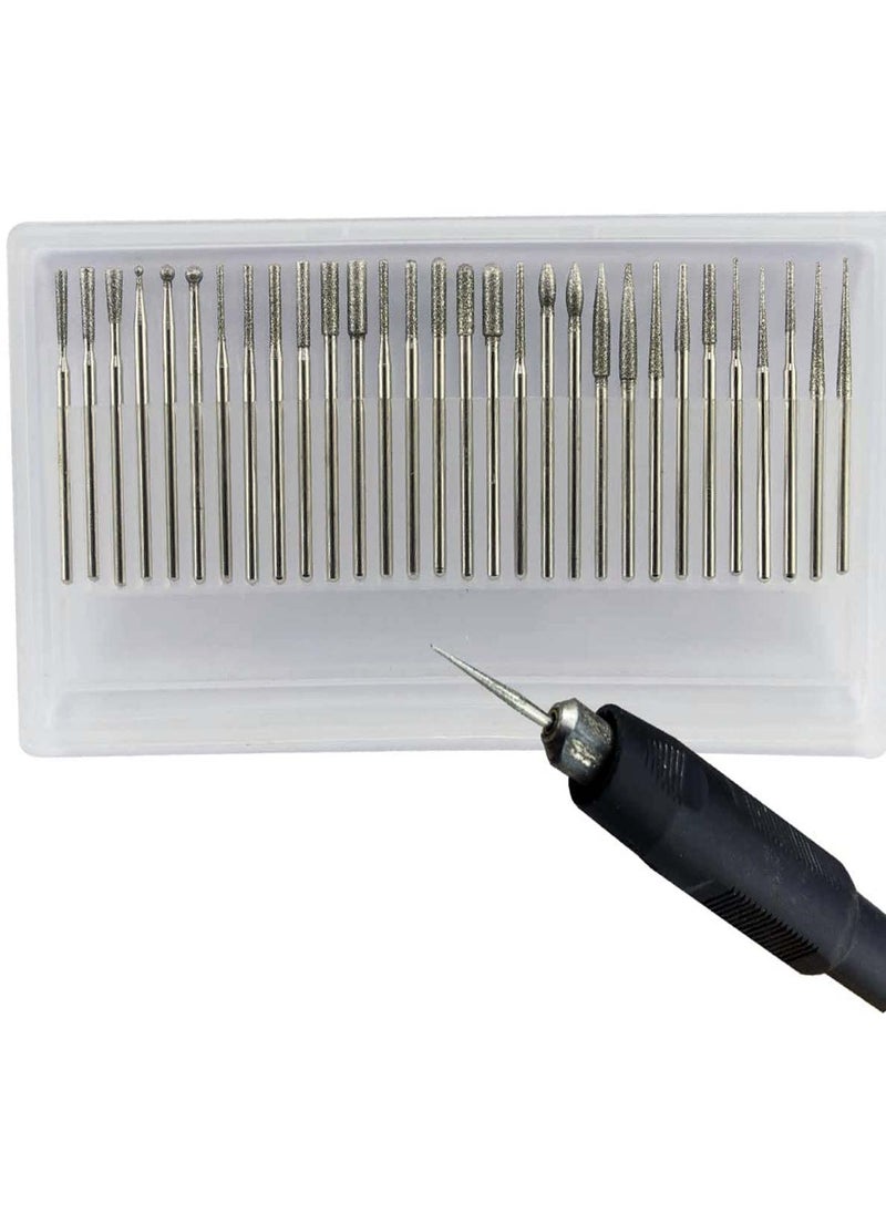 DIY Crafts Diy Crafts 12481 India 152 Diamond Burr Drill Bits for Engraving Carving Dremel Rotary Tiles Glass Kit, Multicolor, 30 Piece  - Image 1