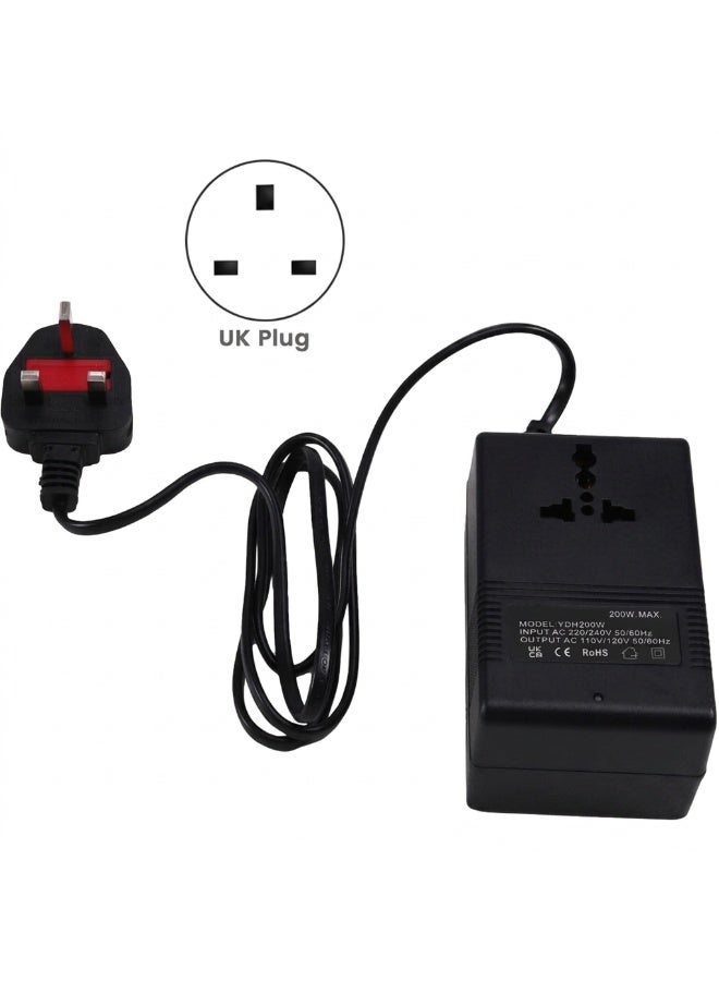 JOUDIYA Voltage Converter 220V to 110V 200W Step Down Transformer for US & Japan Appliances, Travel Power Converter Adapter for Home Office Travel Use - Image 4