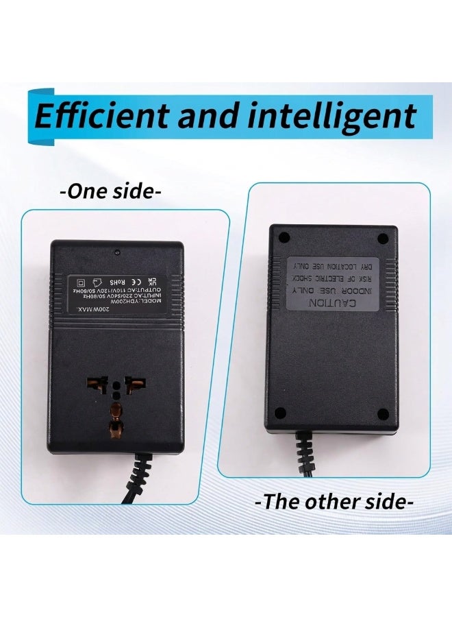 JOUDIYA Voltage Converter 220V to 110V 200W Step Down Transformer for US & Japan Appliances, Travel Power Converter Adapter for Home Office Travel Use - Image 3
