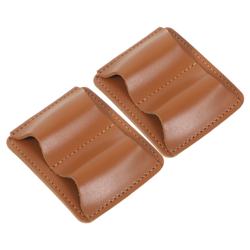 2pcs Notebook Pen Holder Clip: Journals Bookmark Vintage Pencil Hold 2 Pens Clipboard Pu Sleeve Organizer For Classroom Planner Students Teacher (Brown) - Image 3