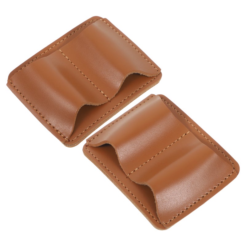 2pcs Notebook Pen Holder Clip: Journals Bookmark Vintage Pencil Hold 2 Pens Clipboard Pu Sleeve Organizer For Classroom Planner Students Teacher (Brown) - Image 5