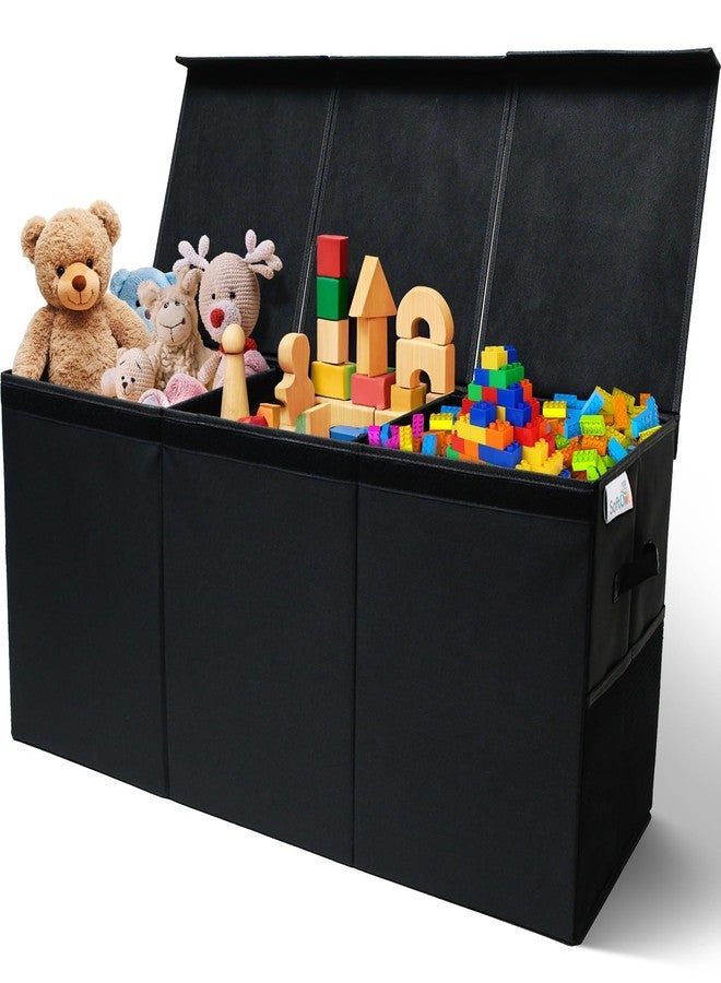 SoftOwl Extra Large Toy Storage Organizer with Lid - Sturdy, Collapsible Toy Chest Storage Box Design - Toys Bin with Dividers for Kids, Nursery, Bedroom, Playroom 37"x16"x14" - Image 1
