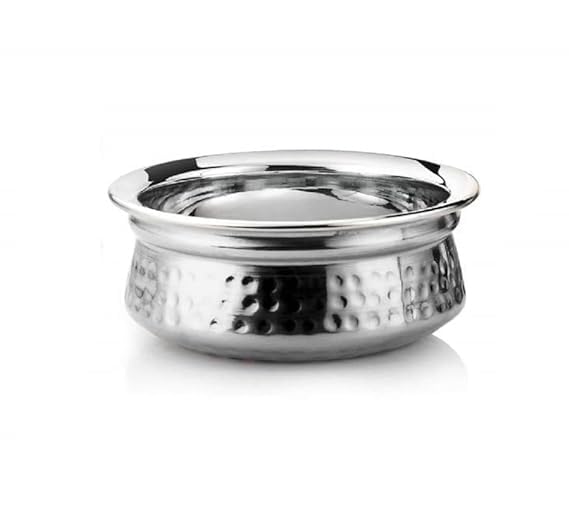 VOMI Stainless Steel Serving Handi with Double Wall Insulation & Hammered Design, Tableware & Serveware for Home, Kitchen, Hotel & Restaurants, Size-7x13.5 CM (3) - Image 1