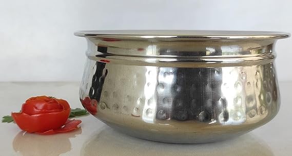 VOMI Stainless Steel Serving Handi with Double Wall Insulation & Hammered Design, Tableware & Serveware for Home, Kitchen, Hotel & Restaurants, Size-7x13.5 CM (3) - Image 2
