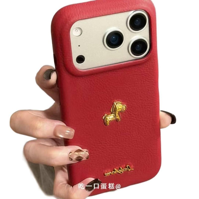 MS غطاء واقي، مقاوم للصدمات لـ iPhone 16 / 16 Plus / 16 Pro / 16 Pro Max، سيليكون، Gold، نقش المهر من السيليكون باللون الذهبي - Image 4